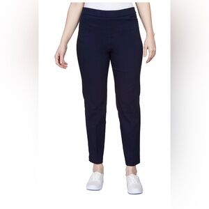 Alfred Dunner classic pants, navy blue, super stretch/slimming fit